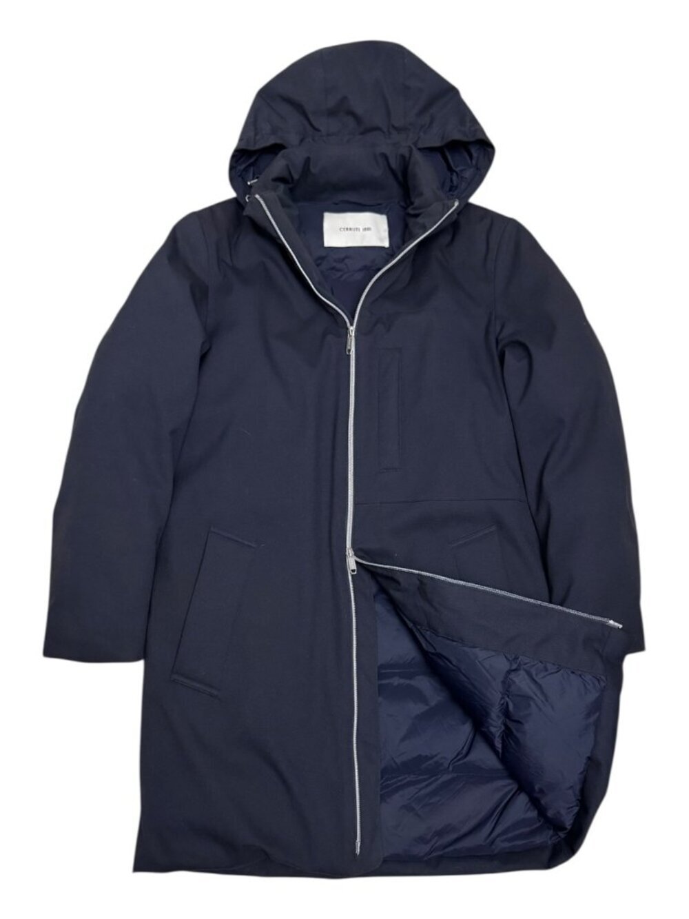 CERUTTI 1881 Coat Luxury Designer Blue Winter Puffer Parka Jacket Womens Large